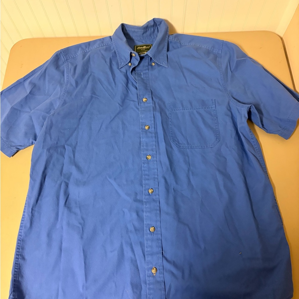 Eddie Bauer Men's Short-Sleeve Button-Down Shirt in Blue